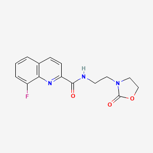 molecular formula C15H14FN3O3 B5551568 8-fluoro-N-[2-(2-oxo-1,3-oxazolidin-3-yl)ethyl]-2-quinolinecarboxamide 