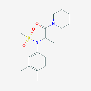 molecular formula C17H26N2O3S B5551625 N-(3,4-dimethylphenyl)-N-[1-methyl-2-oxo-2-(1-piperidinyl)ethyl]methanesulfonamide 