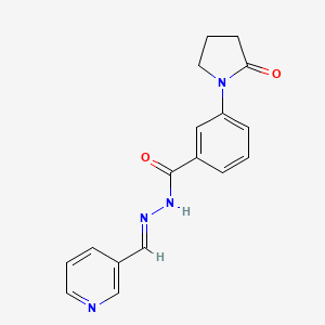 molecular formula C17H16N4O2 B5551651 3-(2-oxo-1-pyrrolidinyl)-N'-(3-pyridinylmethylene)benzohydrazide 