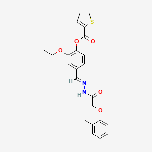 molecular formula C23H22N2O5S B5551673 2-乙氧基-4-{2-[(2-甲基苯氧基)乙酰]碳酰肼酰}苯基 2-噻吩羧酸酯 