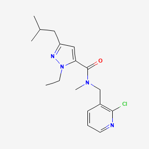 molecular formula C17H23ClN4O B5551682 N-[(2-氯-3-吡啶基)甲基]-1-乙基-3-异丁基-N-甲基-1H-吡唑-5-甲酰胺 