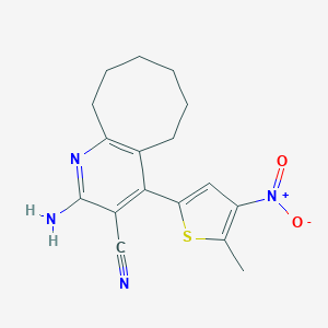 molecular formula C17H18N4O2S B5551689 2-amino-4-(5-methyl-4-nitro-2-thienyl)-5,6,7,8,9,10-hexahydrocycloocta[b]pyridine-3-carbonitrile 