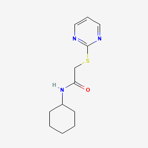 molecular formula C12H17N3OS B5551695 N-环己基-2-(2-嘧啶硫基)乙酰胺 