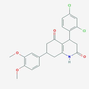 molecular formula C23H21Cl2NO4 B5551702 4-(2,4-dichlorophenyl)-7-(3,4-dimethoxyphenyl)-4,6,7,8-tetrahydro-2,5(1H,3H)-quinolinedione 