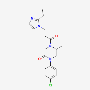 1-(4-chlorophenyl)-4-[3-(2-ethyl-1H-imidazol-1-yl)propanoyl]-5-methyl-2-piperazinone