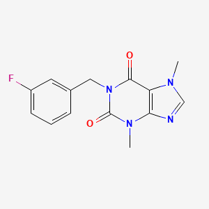 molecular formula C14H13FN4O2 B5551815 1-(3-氟苄基)-3,7-二甲基-3,7-二氢-1H-嘌呤-2,6-二酮 