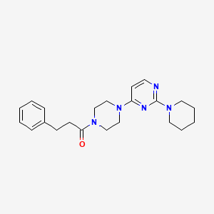 molecular formula C22H29N5O B5551816 4-[4-(3-苯基丙酰)-1-哌嗪基]-2-(1-哌啶基)嘧啶 