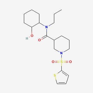 molecular formula C19H30N2O4S2 B5551860 N-(2-hydroxycyclohexyl)-N-propyl-1-(2-thienylsulfonyl)-3-piperidinecarboxamide 