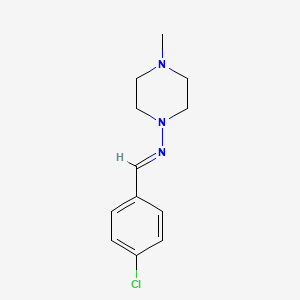 molecular formula C12H16ClN3 B5551874 N-(4-chlorobenzylidene)-4-methyl-1-piperazinamine 