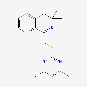 molecular formula C18H21N3S B5551877 1-{[(4,6-dimethylpyrimidin-2-yl)thio]methyl}-3,3-dimethyl-3,4-dihydroisoquinoline 