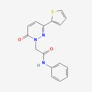 molecular formula C16H13N3O2S B5551893 2-[6-氧代-3-(2-噻吩基)-1(6H)-吡啶二嗪基]-N-苯基乙酰胺 