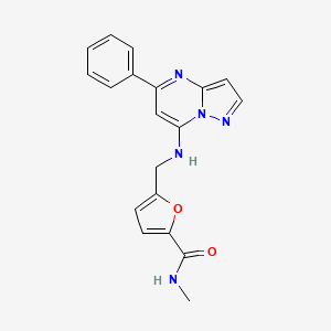 molecular formula C19H17N5O2 B5551915 N-甲基-5-[{[(5-苯基吡唑并[1,5-a]嘧啶-7-基)氨基]甲基}-2-呋喃酰胺 