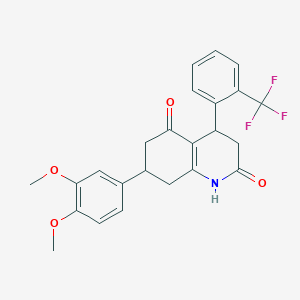 molecular formula C24H22F3NO4 B5551921 7-(3,4-dimethoxyphenyl)-4-[2-(trifluoromethyl)phenyl]-4,6,7,8-tetrahydro-2,5(1H,3H)-quinolinedione 