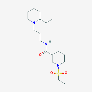 molecular formula C18H35N3O3S B5551946 N-[3-(2-ethyl-1-piperidinyl)propyl]-1-(ethylsulfonyl)-3-piperidinecarboxamide 