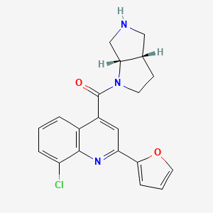 molecular formula C20H18ClN3O2 B5551975 8-chloro-2-(2-furyl)-4-[rel-(3aS,6aS)-hexahydropyrrolo[3,4-b]pyrrol-1(2H)-ylcarbonyl]quinoline hydrochloride 