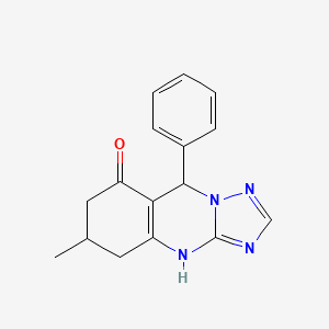 molecular formula C16H16N4O B5551983 6-methyl-9-phenyl-5,6,7,9-tetrahydro[1,2,4]triazolo[5,1-b]quinazolin-8(4H)-one 