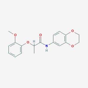 molecular formula C18H19NO5 B5551988 N-(2,3-dihydro-1,4-benzodioxin-6-yl)-2-(2-methoxyphenoxy)propanamide 