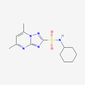 molecular formula C13H19N5O2S B5551992 N-cyclohexyl-5,7-dimethyl[1,2,4]triazolo[1,5-a]pyrimidine-2-sulfonamide 
