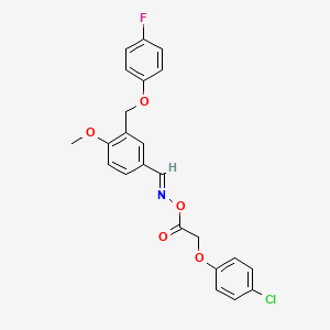 molecular formula C23H19ClFNO5 B5552091 3-[(4-fluorophenoxy)methyl]-4-methoxybenzaldehyde O-[2-(4-chlorophenoxy)acetyl]oxime 