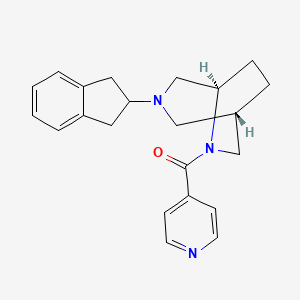 molecular formula C22H25N3O B5552092 (1S*,5R*)-3-(2,3-dihydro-1H-inden-2-yl)-6-isonicotinoyl-3,6-diazabicyclo[3.2.2]nonane 