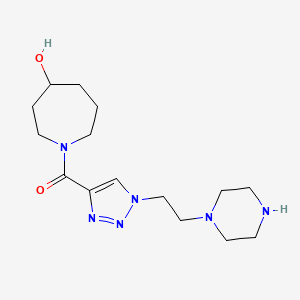 molecular formula C15H26N6O2 B5552108 1-{[1-(2-piperazin-1-ylethyl)-1H-1,2,3-triazol-4-yl]carbonyl}azepan-4-ol 