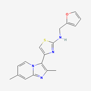 molecular formula C17H16N4OS B5552118 4-(2,7-二甲基咪唑并[1,2-a]吡啶-3-基)-N-(2-呋喃甲基)-1,3-噻唑-2-胺 