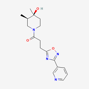 molecular formula C17H22N4O3 B5552125 (3R*,4S*)-3,4-dimethyl-1-[3-(3-pyridin-3-yl-1,2,4-oxadiazol-5-yl)propanoyl]piperidin-4-ol 