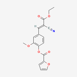 molecular formula C18H15NO6 B5552140 4-(2-cyano-3-ethoxy-3-oxo-1-propen-1-yl)-2-methoxyphenyl 2-furoate 