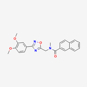 molecular formula C23H21N3O4 B5552146 N-{[3-(3,4-dimethoxyphenyl)-1,2,4-oxadiazol-5-yl]methyl}-N-methyl-2-naphthamide 
