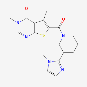 molecular formula C18H21N5O2S B5552195 3,5-dimethyl-6-{[3-(1-methyl-1H-imidazol-2-yl)-1-piperidinyl]carbonyl}thieno[2,3-d]pyrimidin-4(3H)-one 