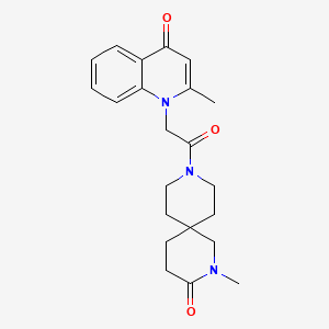 molecular formula C22H27N3O3 B5552209 2-methyl-9-[(2-methyl-4-oxoquinolin-1(4H)-yl)acetyl]-2,9-diazaspiro[5.5]undecan-3-one 