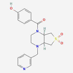 molecular formula C19H21N3O4S B5552235 4-{[(4aS*,7aR*)-6,6-dioxido-4-(3-pyridinylmethyl)hexahydrothieno[3,4-b]pyrazin-1(2H)-yl]carbonyl}phenol 