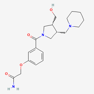 molecular formula C20H29N3O4 B5552283 2-(3-{[(3R*,4R*)-3-(hydroxymethyl)-4-(piperidin-1-ylmethyl)pyrrolidin-1-yl]carbonyl}phenoxy)acetamide 