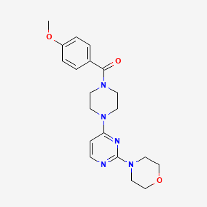 molecular formula C20H25N5O3 B5552297 4-{4-[4-(4-methoxybenzoyl)-1-piperazinyl]-2-pyrimidinyl}morpholine 