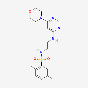 molecular formula C18H25N5O3S B5552317 2,5-dimethyl-N-(2-{[6-(4-morpholinyl)-4-pyrimidinyl]amino}ethyl)benzenesulfonamide 