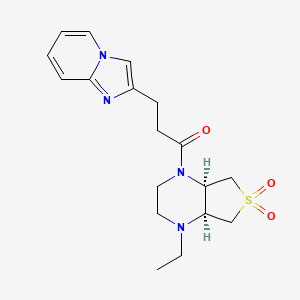 molecular formula C18H24N4O3S B5552335 (4aR*,7aS*)-1-ethyl-4-(3-imidazo[1,2-a]pyridin-2-ylpropanoyl)octahydrothieno[3,4-b]pyrazine 6,6-dioxide 