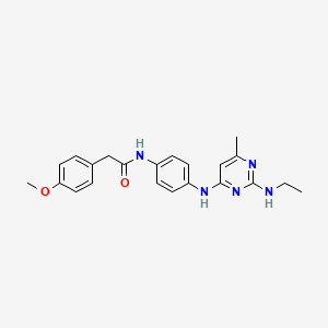 molecular formula C22H25N5O2 B5552341 N-(4-{[2-(乙基氨基)-6-甲基-4-嘧啶基]氨基}苯基)-2-(4-甲氧苯基)乙酰胺 