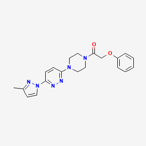 molecular formula C20H22N6O2 B5552369 3-(3-methyl-1H-pyrazol-1-yl)-6-[4-(phenoxyacetyl)-1-piperazinyl]pyridazine 