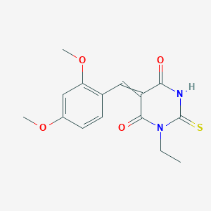 molecular formula C15H16N2O4S B5552373 5-(2,4-二甲氧基亚苄基)-1-乙基-2-硫代二氢-4,6(1H,5H)-嘧啶二酮 