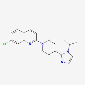 molecular formula C21H25ClN4 B5552384 7-氯-2-[4-(1-异丙基-1H-咪唑-2-基)哌啶-1-基]-4-甲基喹啉 