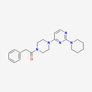 molecular formula C21H27N5O B5552419 4-[4-(苯乙酰)-1-哌嗪基]-2-(1-哌啶基)嘧啶 