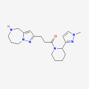 molecular formula C19H28N6O B5552482 2-{3-[2-(1-methyl-1H-pyrazol-3-yl)-1-piperidinyl]-3-oxopropyl}-5,6,7,8-tetrahydro-4H-pyrazolo[1,5-a][1,4]diazepine hydrochloride 