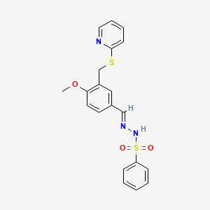 N-[(E)-[4-methoxy-3-(pyridin-2-ylsulfanylmethyl)phenyl]methylideneamino]benzenesulfonamide