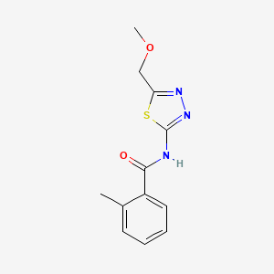 molecular formula C12H13N3O2S B5552504 N-[5-(methoxymethyl)-1,3,4-thiadiazol-2-yl]-2-methylbenzamide 