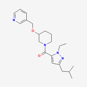 molecular formula C21H30N4O2 B5552516 3-[({1-[(1-ethyl-3-isobutyl-1H-pyrazol-5-yl)carbonyl]-3-piperidinyl}oxy)methyl]pyridine 