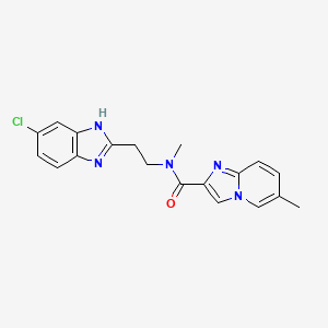molecular formula C19H18ClN5O B5552535 N-[2-(5-chloro-1H-benzimidazol-2-yl)ethyl]-N,6-dimethylimidazo[1,2-a]pyridine-2-carboxamide 