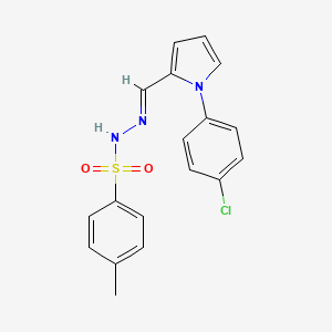 molecular formula C18H16ClN3O2S B5552551 N'-{[1-(4-chlorophenyl)-1H-pyrrol-2-yl]methylene}-4-methylbenzenesulfonohydrazide 