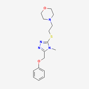 molecular formula C16H22N4O2S B5552597 4-(2-{[4-methyl-5-(phenoxymethyl)-4H-1,2,4-triazol-3-yl]thio}ethyl)morpholine 