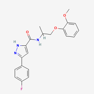 molecular formula C20H20FN3O3 B5552603 3-(4-fluorophenyl)-N-[2-(2-methoxyphenoxy)-1-methylethyl]-1H-pyrazole-5-carboxamide 