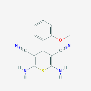 molecular formula C14H12N4OS B5552629 2,6-diamino-4-(2-methoxyphenyl)-4H-thiopyran-3,5-dicarbonitrile 